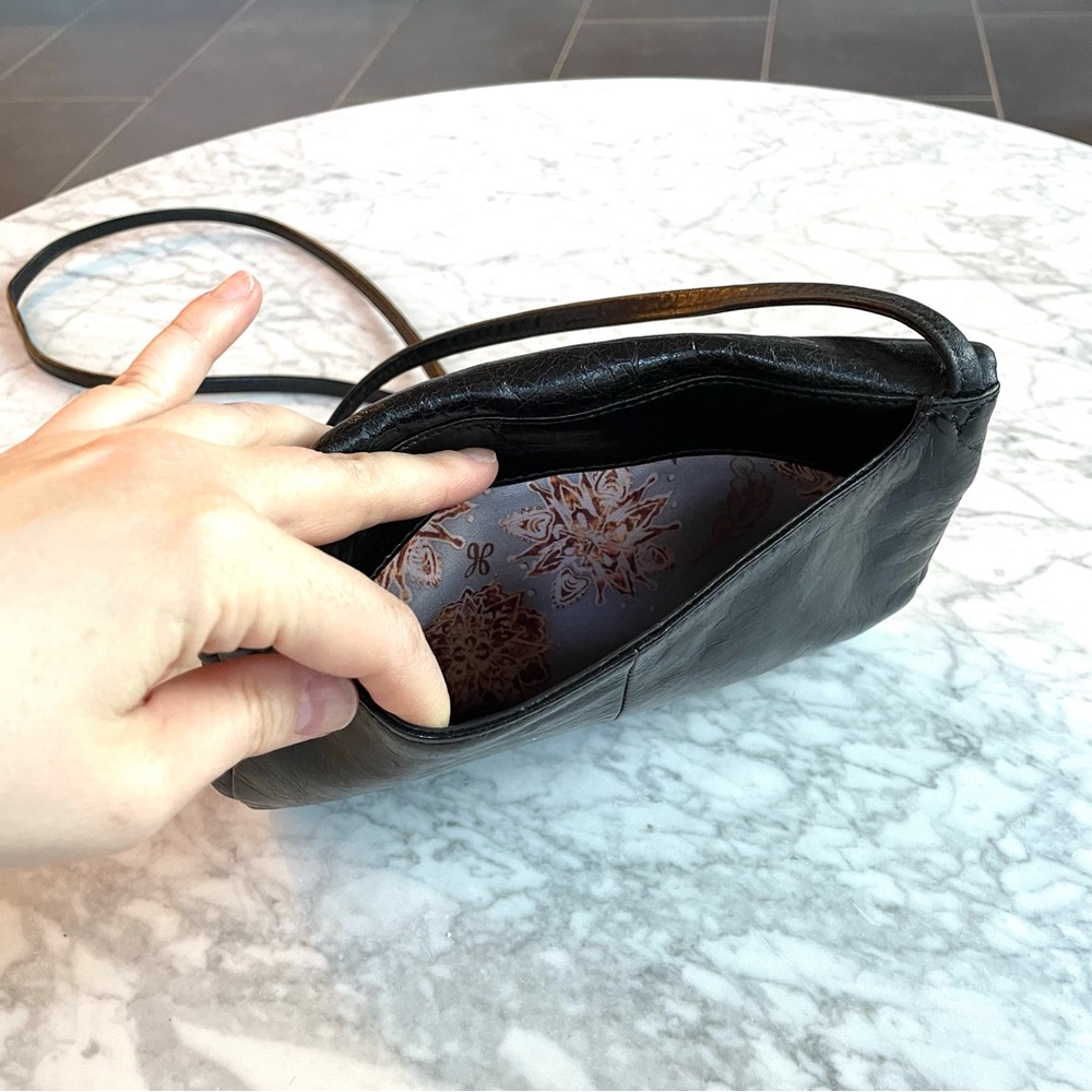 HOBO International Genuine Leather Crossbody Bag Shiny Patent Y2K Small Black - Picture 3 of 6